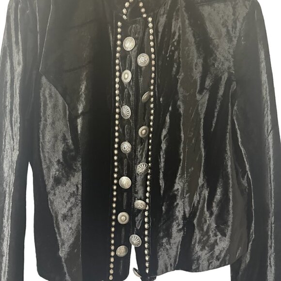 Rare Double D Ranch Silver Studded Black Velvet Jacket M Vintage Western Boho - Picture 9 of 15